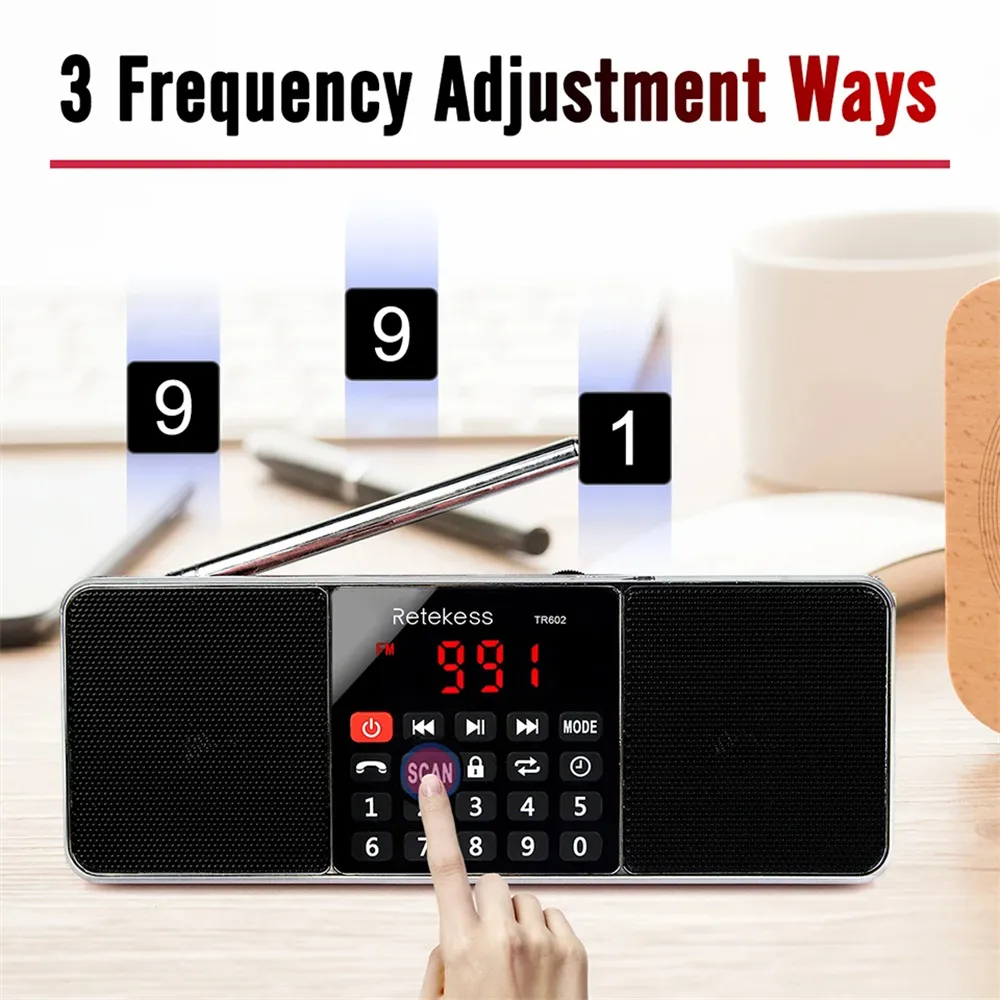 TR602 Portable Radio AM FM Receiver Bluetooth Speaker MP3 Player Rechargeable Battery AUX Input Telescopic Antenna TR602 Portable Radio AM FM Receiver Bluetooth Speaker MP3 Player Rechargeable Battery AUX Input Telescopic Antenna