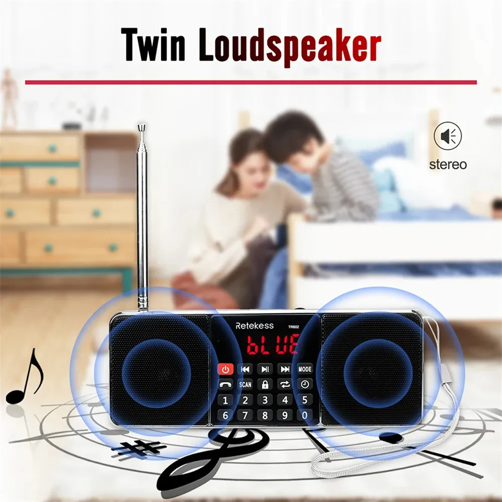 TR602 Portable Radio AM FM Receiver Bluetooth Speaker MP3 Player Rechargeable Battery AUX Input Telescopic Antenna TR602 Portable Radio AM FM Receiver Bluetooth Speaker MP3 Player Rechargeable Battery AUX Input Telescopic Antenna