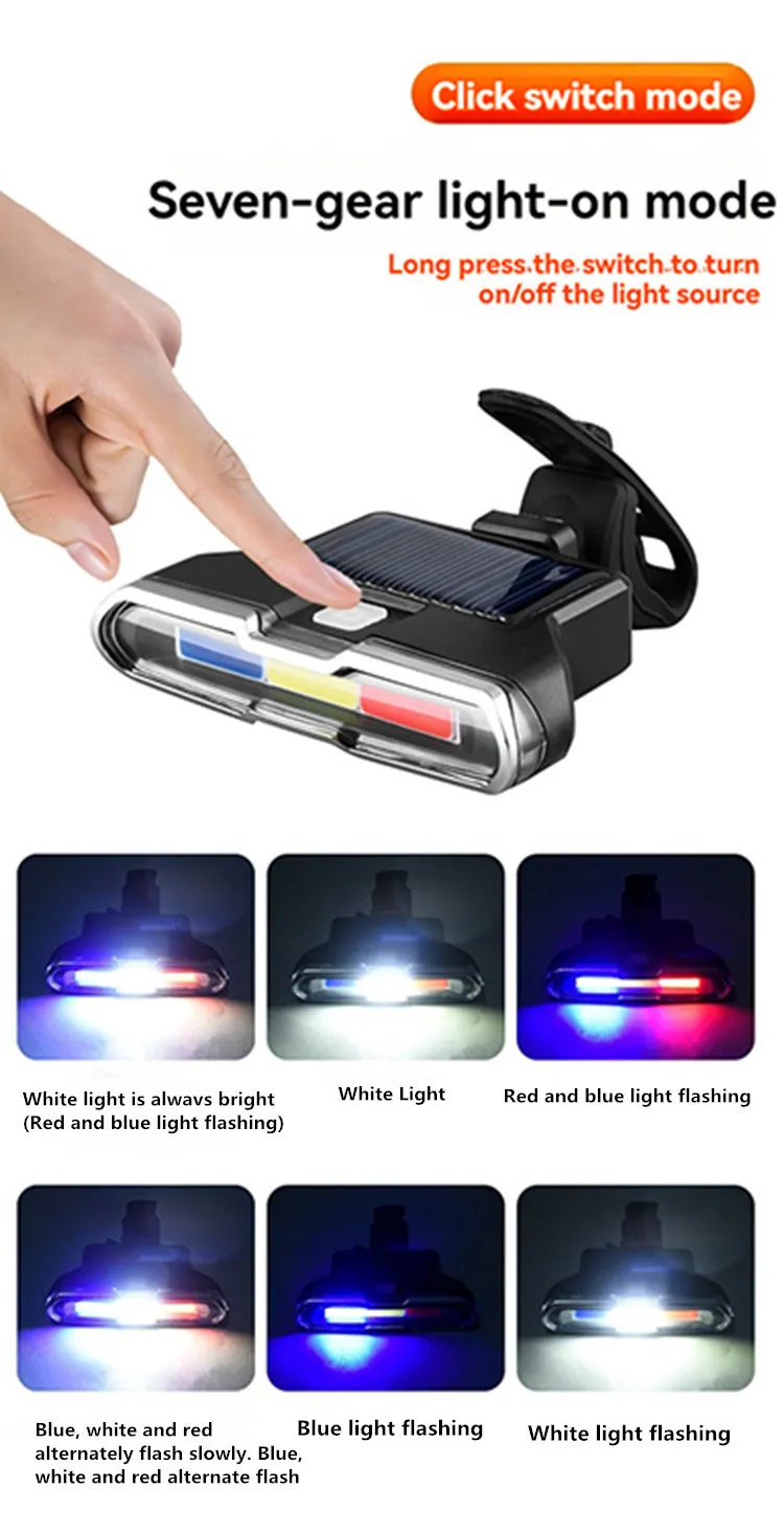 Bikight Solar Bike Taillight 300mAh Battery 7 Light Modes Type-C Charging IPX7 Waterproof Bicycle Rear Light for MTB Bike Motorcycle Electric Vehicle Bikight Solar Bike Taillight 300mAh Battery 7 Light Modes Type-C Charging IPX7 Waterproof Bicycle Rear Light for MTB Bike Motorcycle Electric Vehicle