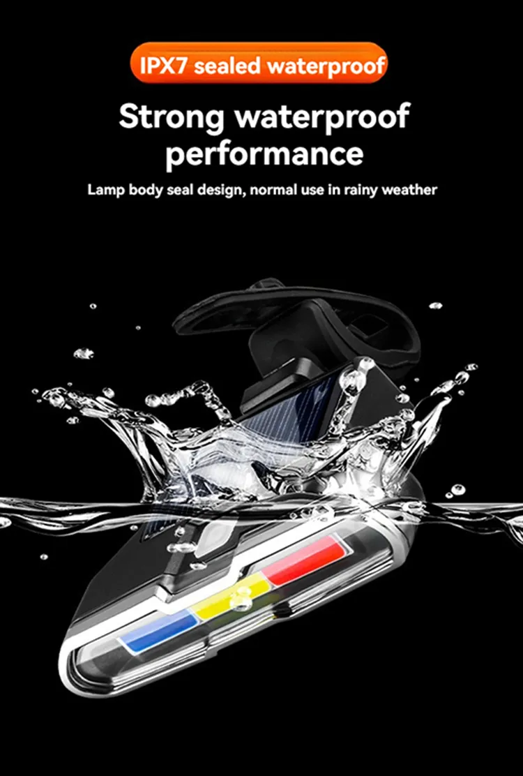Bikight Solar Bike Taillight 300mAh Battery 7 Light Modes Type-C Charging IPX7 Waterproof Bicycle Rear Light for MTB Bike Motorcycle Electric Vehicle Bikight Solar Bike Taillight 300mAh Battery 7 Light Modes Type-C Charging IPX7 Waterproof Bicycle Rear Light for MTB Bike Motorcycle Electric Vehicle
