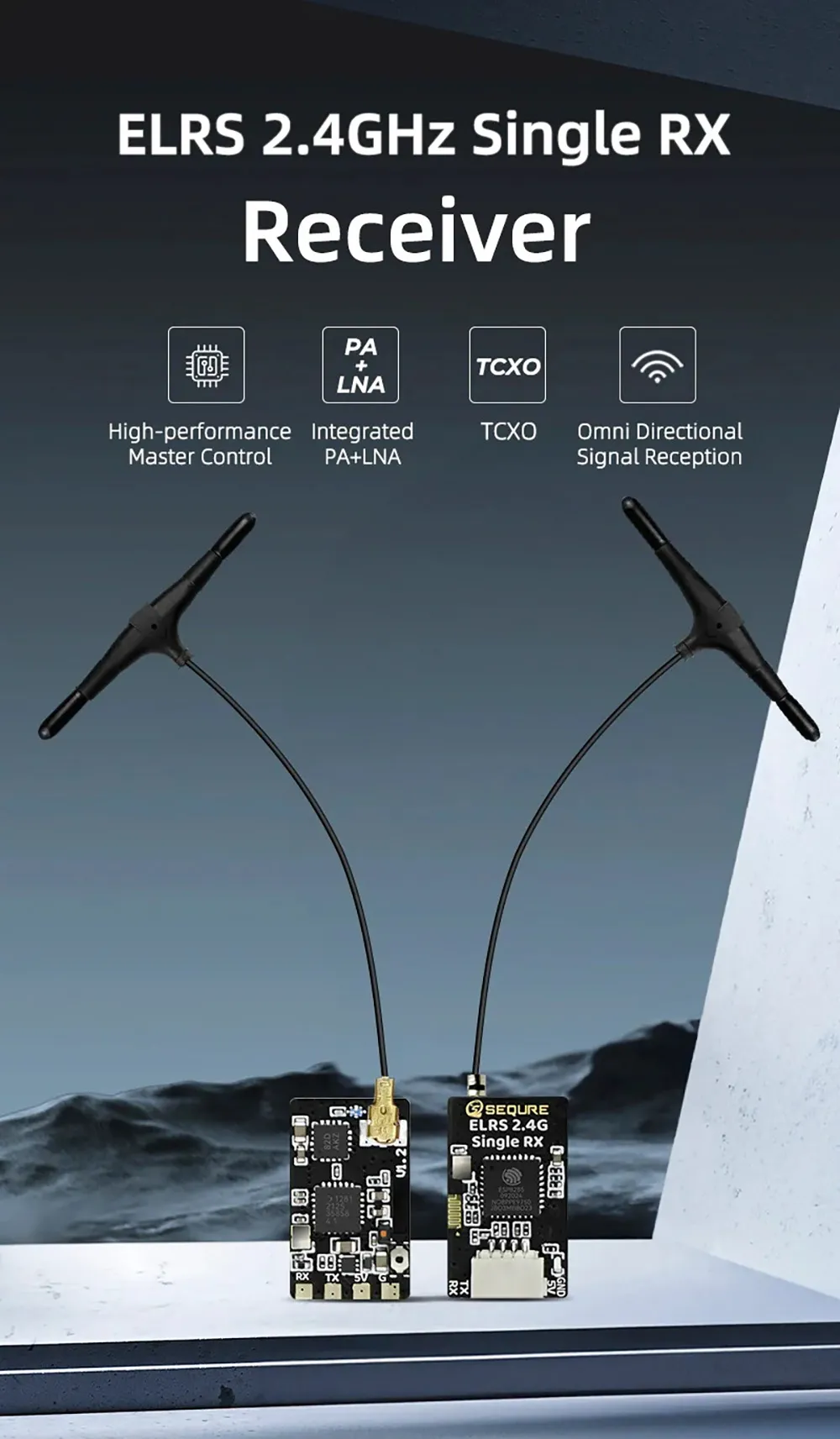 SEQURE ELRS 2.4GHz Single RX Single Antenna Receiver Long Range High Refresh Rate for FPV Racing Drone Fixed Wing
