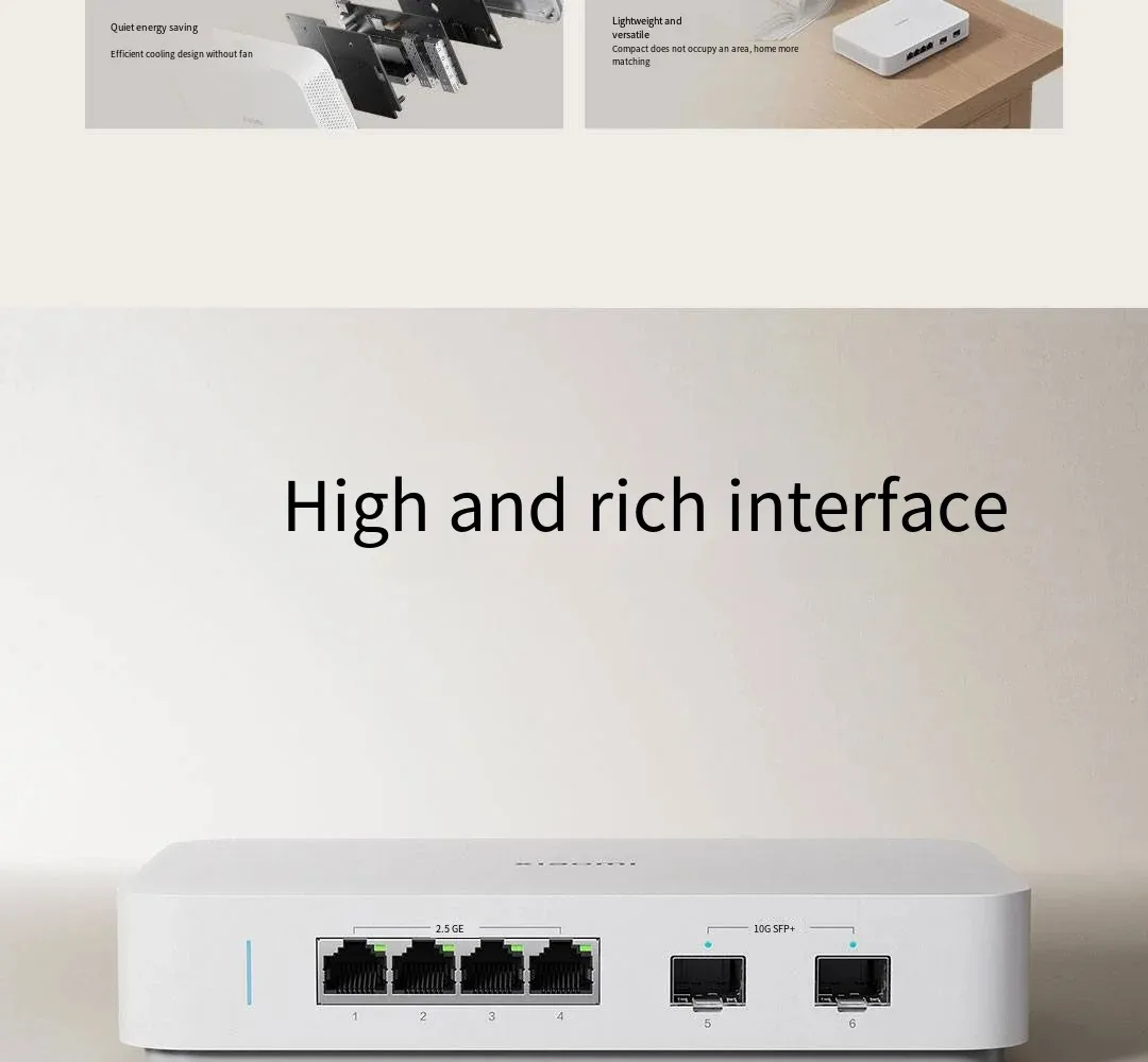 Xiaomi Mi 10 Gigabit Ethernet Switch 10000Mbps Network Switches VLAN Ethernet Splitter Lan Router 4x2.5G Ports RJ45 Hub Switch