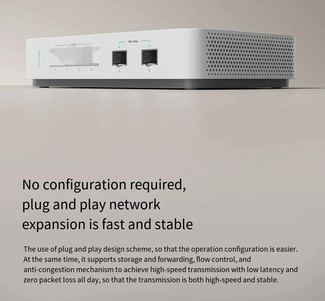 Xiaomi Mi 10 Gigabit Ethernet Switch 10000Mbps Network Switches VLAN Ethernet Splitter Lan Router 4x2.5G Ports RJ45 Hub Switch