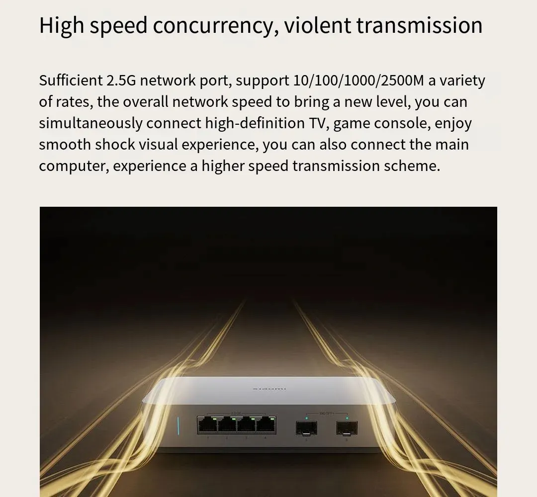 Xiaomi Mi 10 Gigabit Ethernet Switch 10000Mbps Network Switches VLAN Ethernet Splitter Lan Router 4x2.5G Ports RJ45 Hub Switch