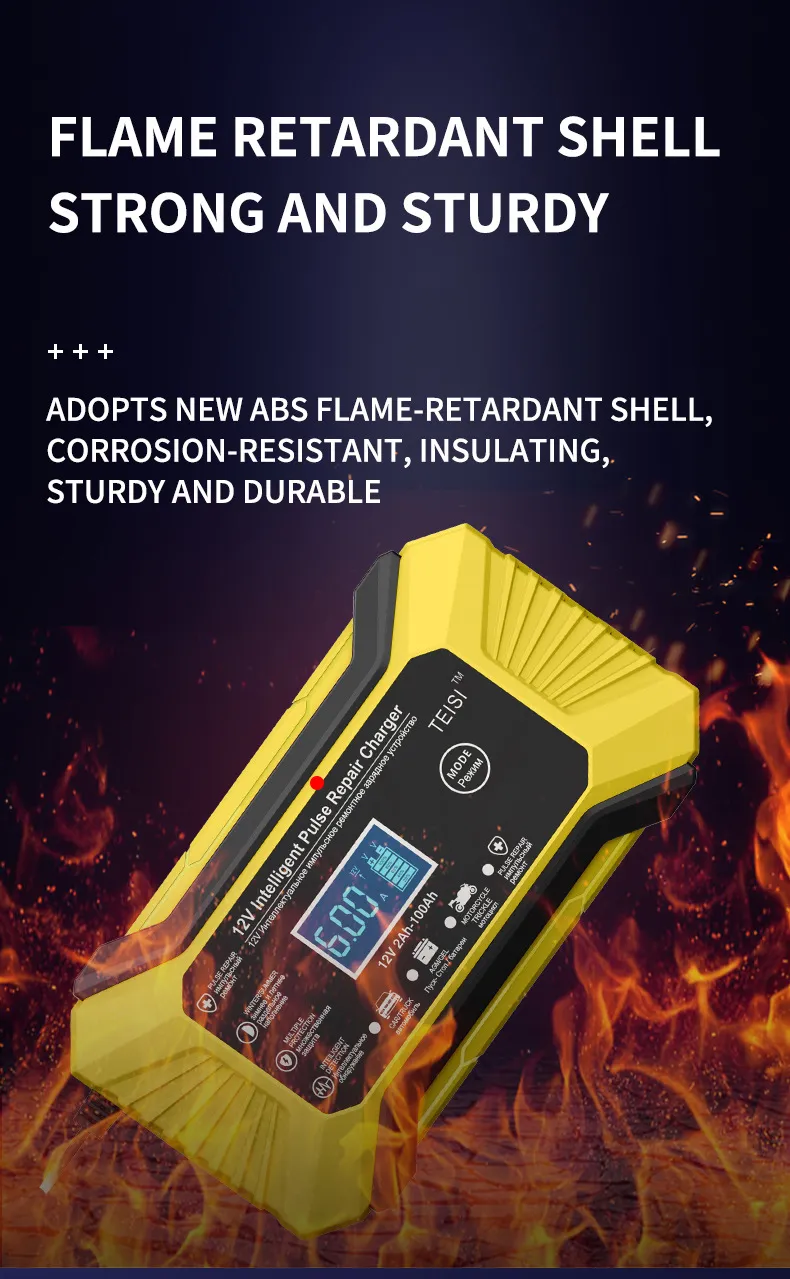 12V Car Battery Charger Full Automatic Stop Nine-Stage Intelligent Pulse Repair Lead-Acid Battery Charger