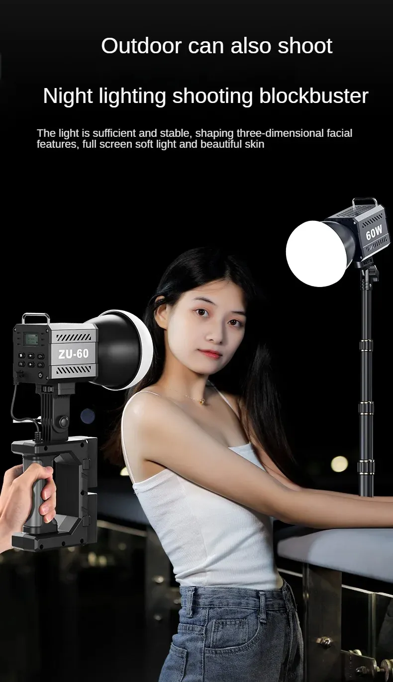 ZU60 60W COB Video Dimmable Light 2700-7500K Handheld Photographic LED Light for Photo Studio Film Camera Shooting Live Streaming ZU60 60W COB Video Dimmable Light 2700-7500K Handheld Photographic LED Light for Photo Studio Film Camera Shooting Live Streaming