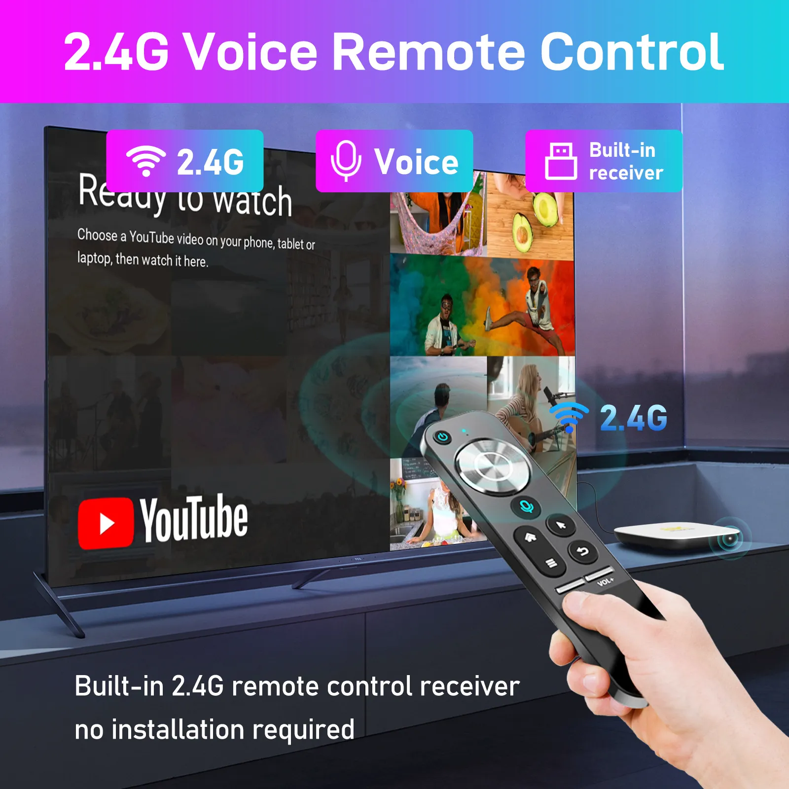 H96Max M2 TV Box 4GB+64GB RK3528 Android 13 Smart TV Box WIFI6 BT5.0 8K AV1 Media Player with 2.4G Voice Remote Control Set Top Box