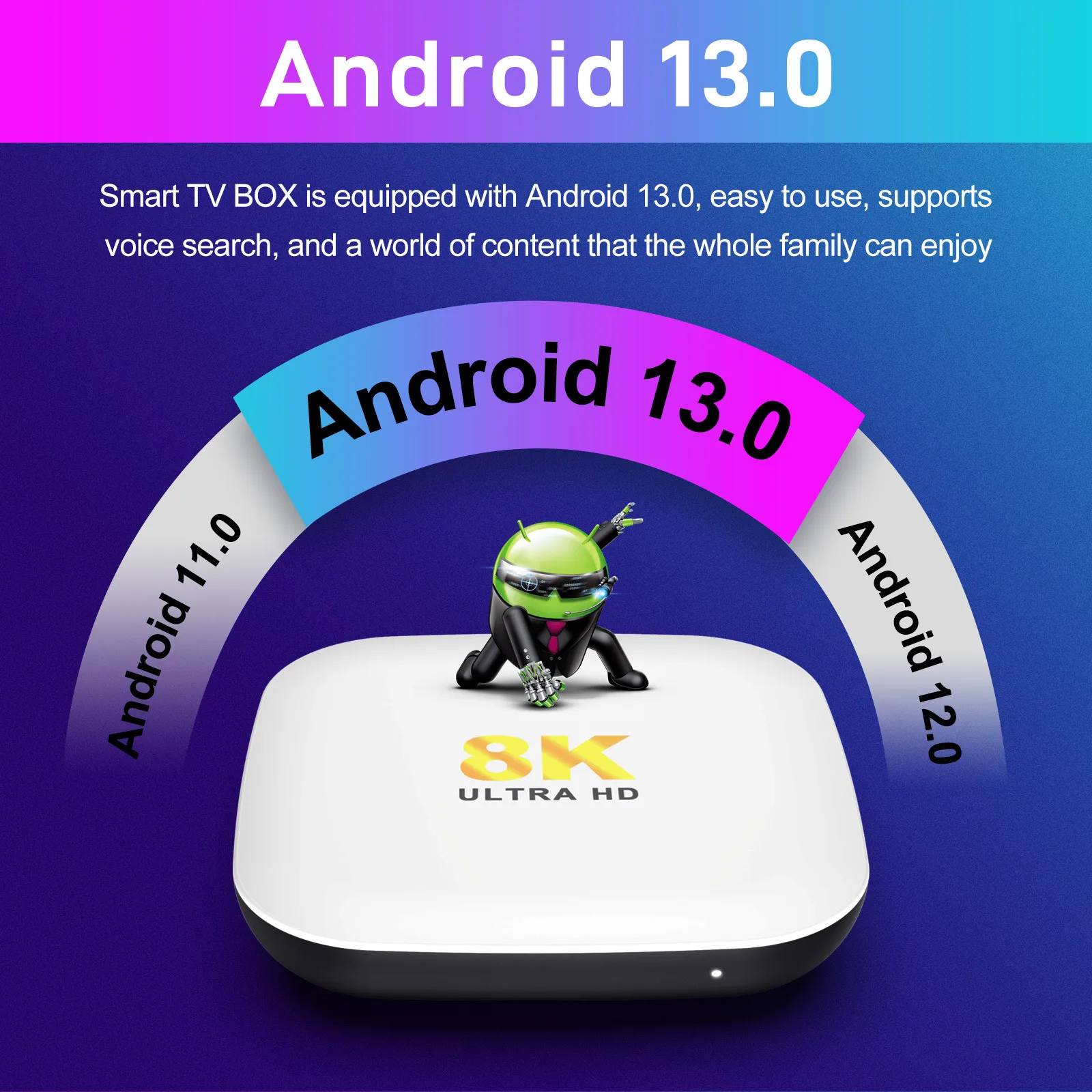H96Max M2 TV Box 4GB+64GB RK3528 Android 13 Smart TV Box WIFI6 BT5.0 8K AV1 Media Player with 2.4G Voice Remote Control Set Top Box