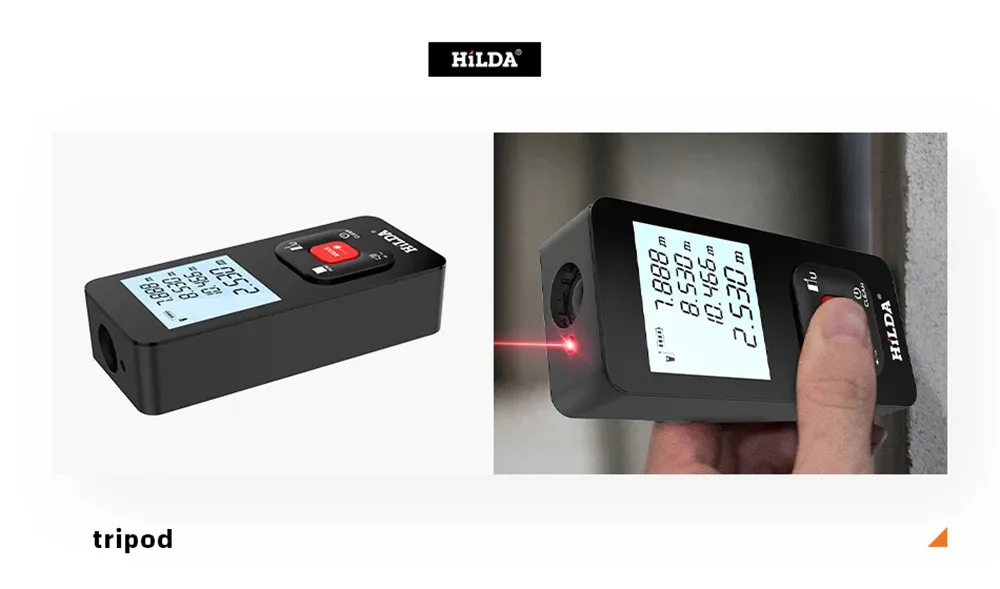 HILDA Laser Distance Meter 50m/100m/120m High Precision ±2mm Rangefinder LCD Backlight Display Type-C Battery