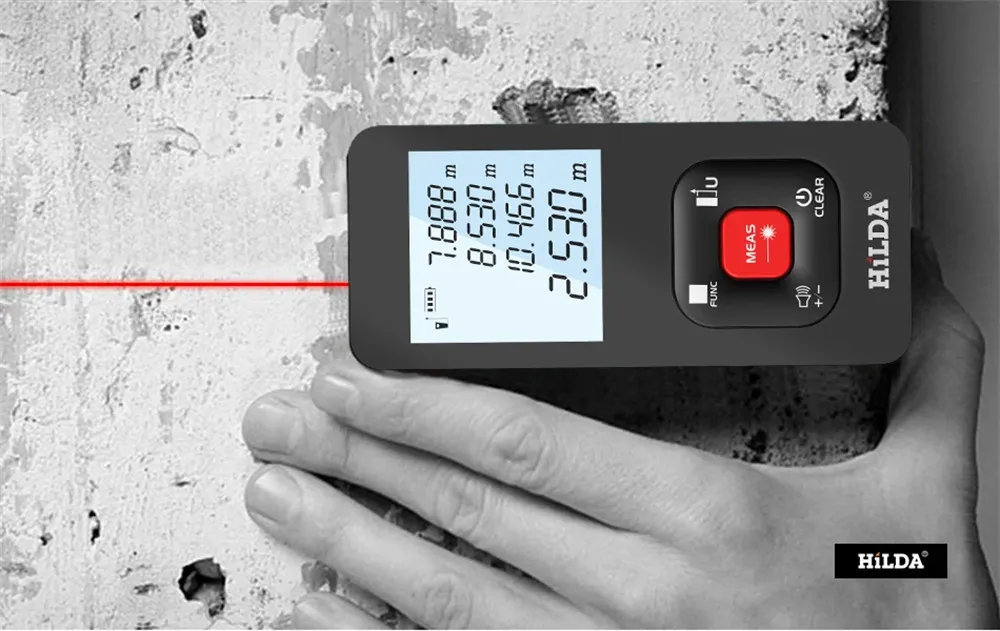 HILDA Laser Distance Meter 50m/100m/120m High Precision ±2mm Rangefinder LCD Backlight Display Type-C Battery