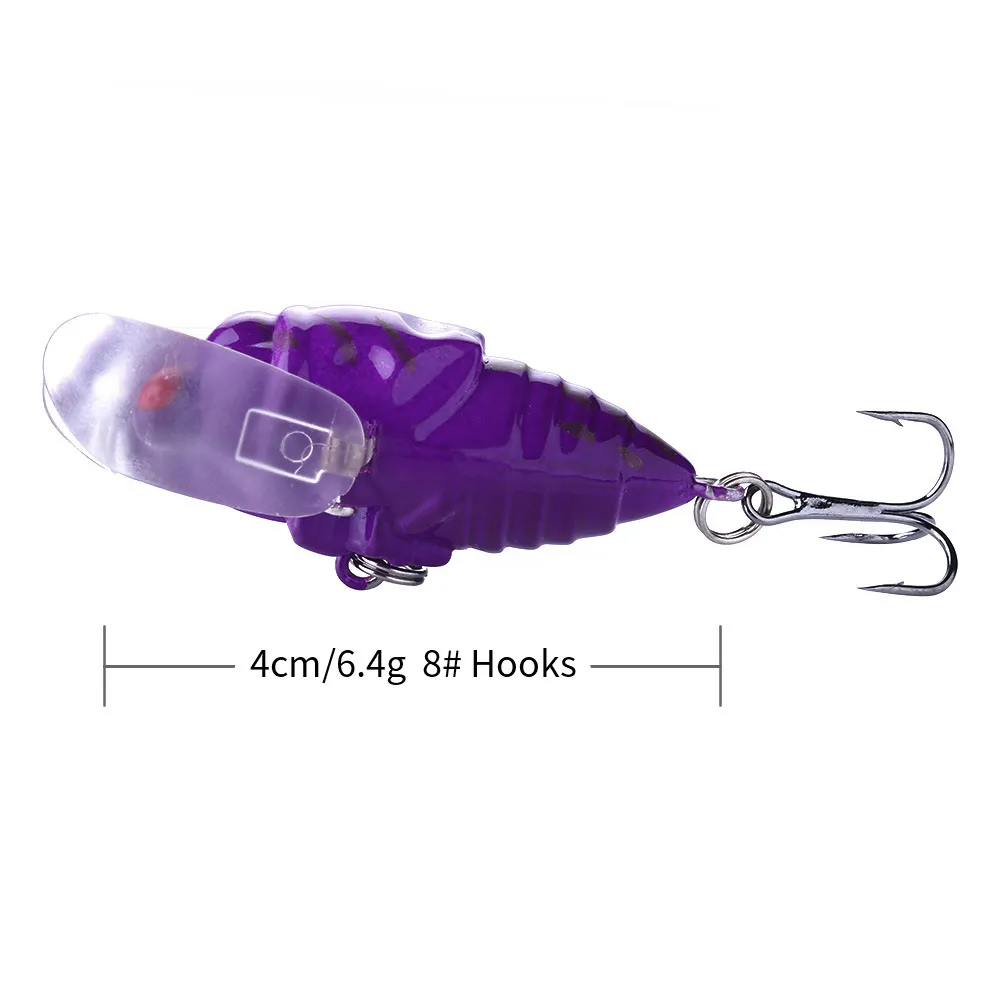 ZANLURE 8PCS Perch Insect Fishing Lures 6.4g 4cm Treble Barb Hooks Artificial Bait for Fishing