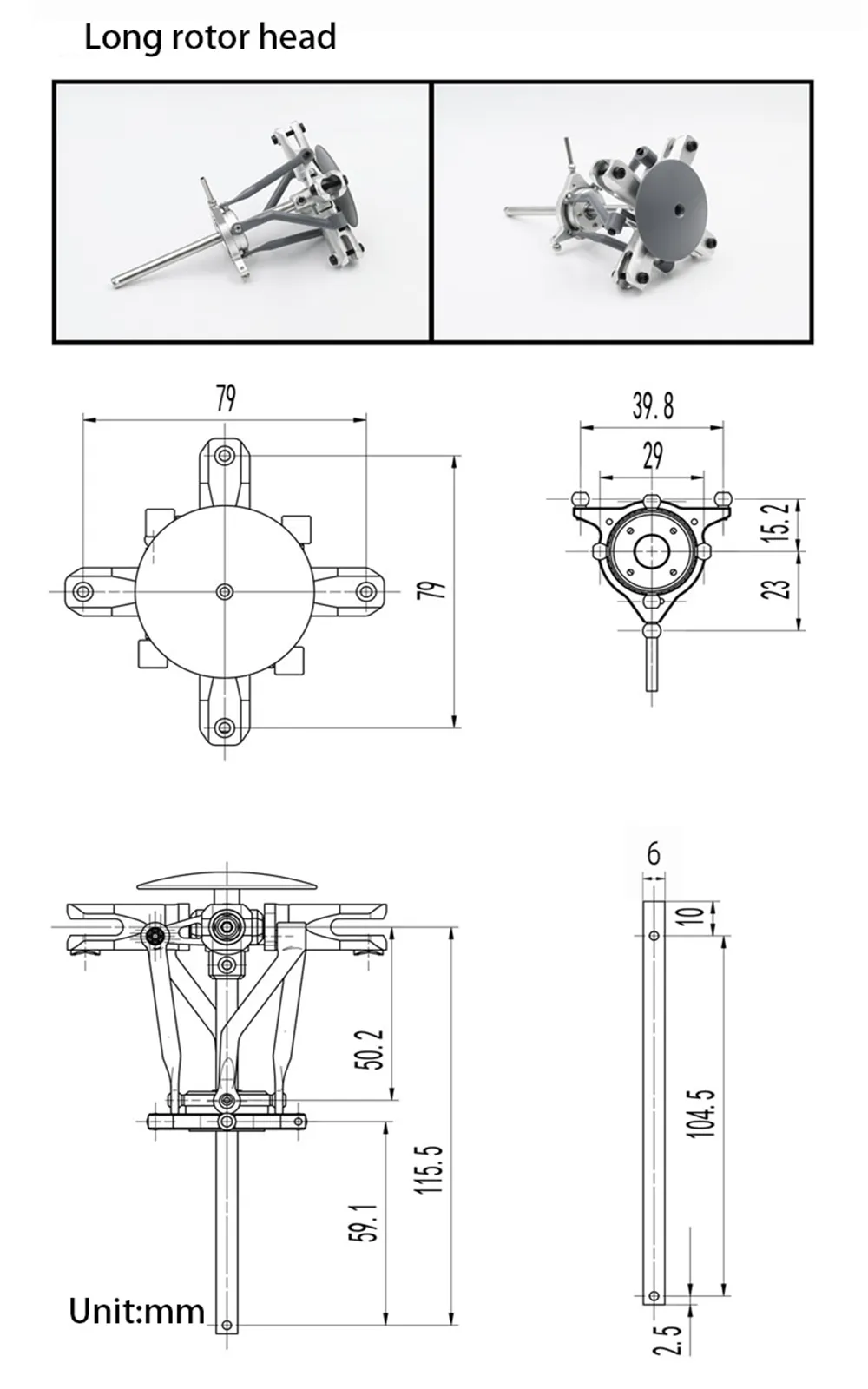 FLY WING 4 Blade Helicopter Metal Rotor Holder Set Upgrade 6mm Main shaft for FW450 Bell UH-1 RC Helicopter
