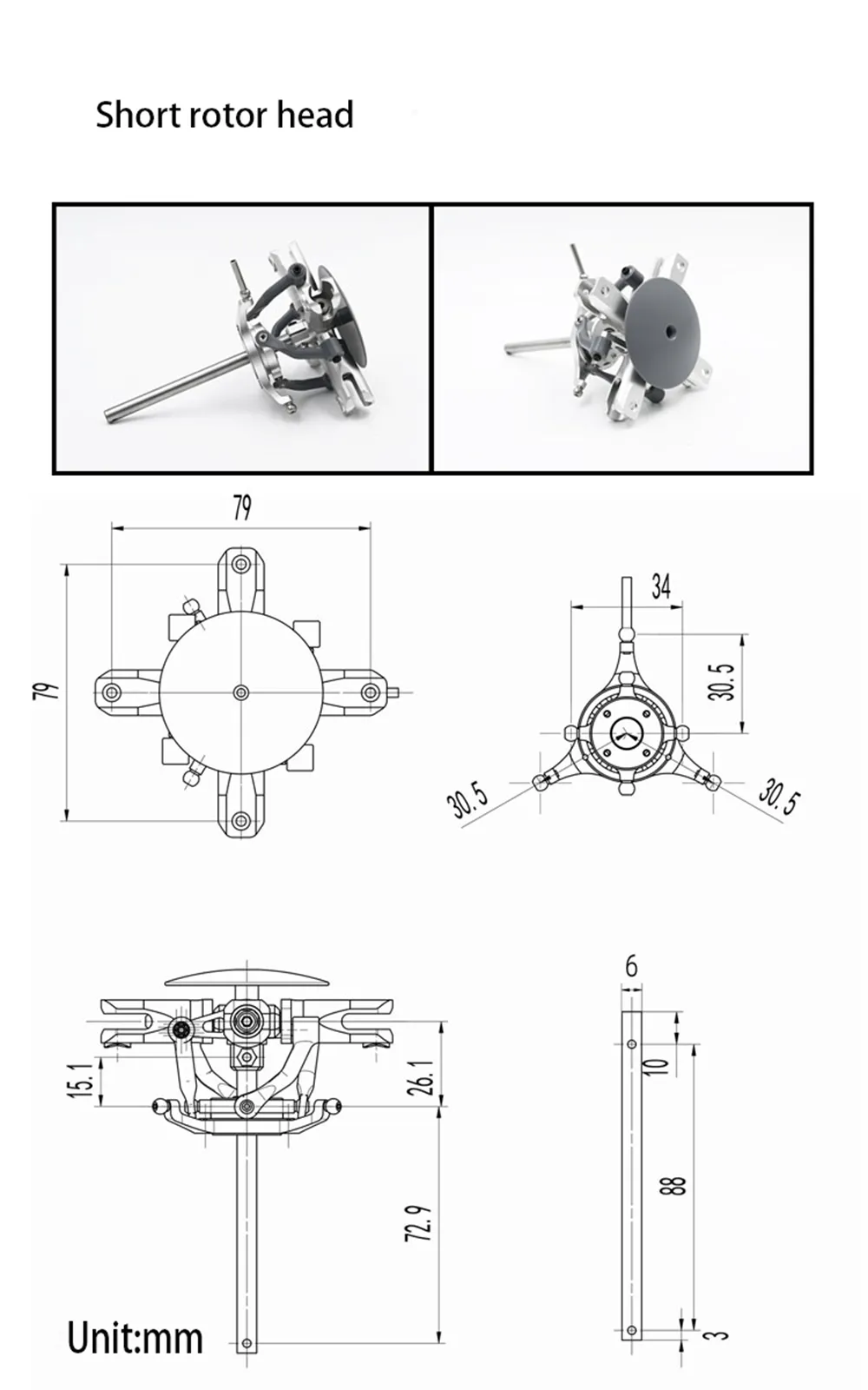FLY WING 4 Blade Helicopter Metal Rotor Holder Set Upgrade 6mm Main shaft for FW450 Bell UH-1 RC Helicopter