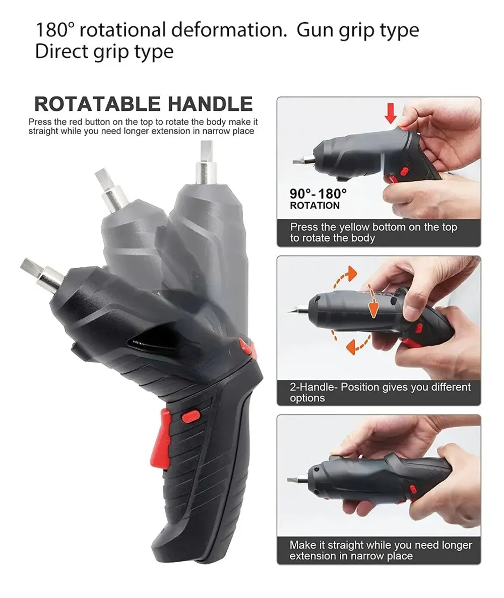 47PCS 4.2V Cordless Electric Screwdriver Tool Set USB Charging 1800mAh Battery LED Light 3.5Nm Torque Includes Bits and Accessories 47PCS 4.2V Cordless Electric Screwdriver Tool Set USB Charging 1800mAh Battery LED Light 3.5Nm Torque Includes Bits and Accessories