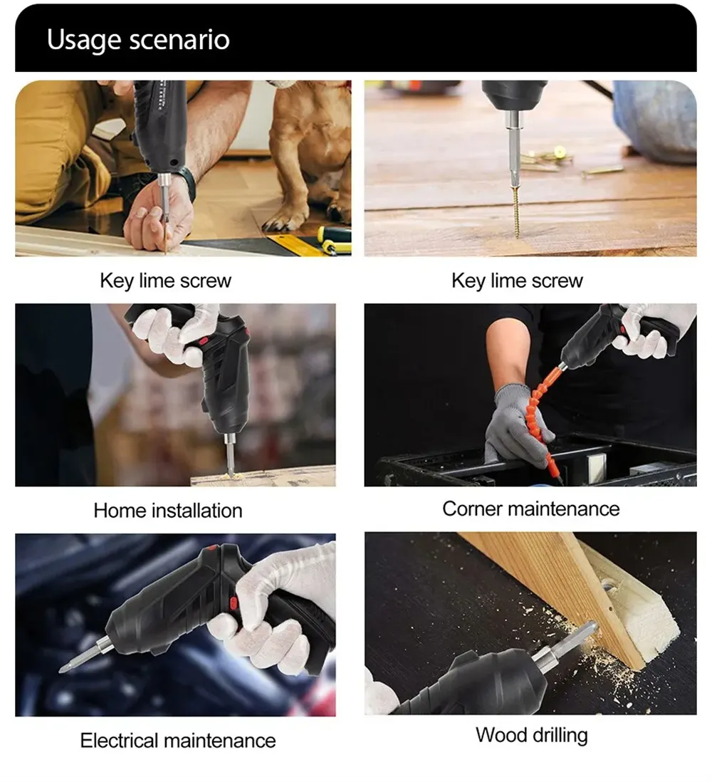 47PCS 4.2V Cordless Electric Screwdriver Tool Set USB Charging 1800mAh Battery LED Light 3.5Nm Torque Includes Bits and Accessories 47PCS 4.2V Cordless Electric Screwdriver Tool Set USB Charging 1800mAh Battery LED Light 3.5Nm Torque Includes Bits and Accessories