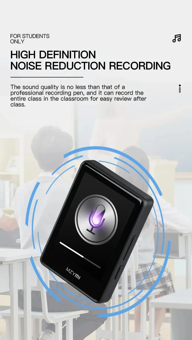 MZYMI S18 MP4 bluetooth Player 2.4 Inch Touch Screen Portable HiFi Stereo Music E-book Learning MP3 Walkman Built-in Speaker