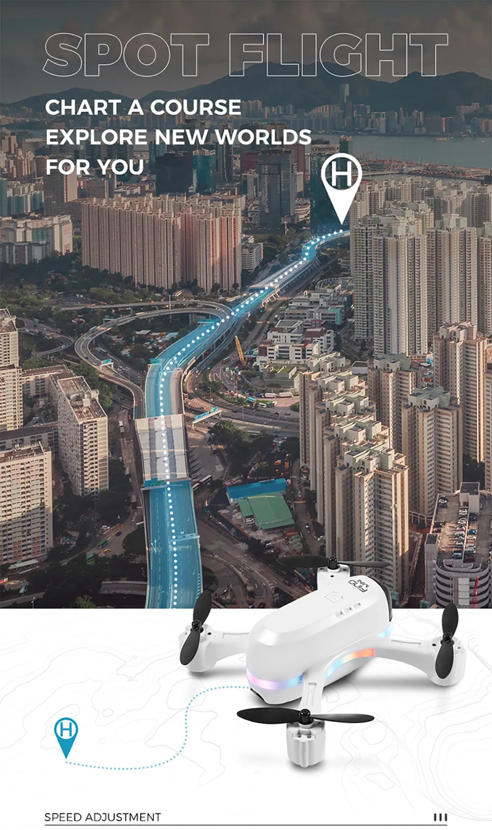 FUQI MODEL H28 WiFi FPV with HD Dual Camera Switchable Integrated Storage Optical Flow Hover Highlight LED Racing Light RC Toys Drone Quadcopter RTF