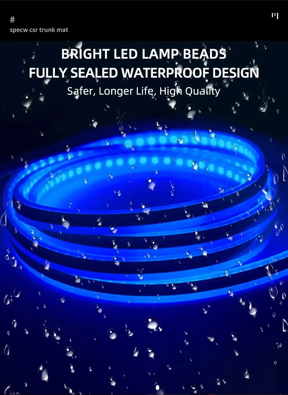 1.8m Daytime Running Lights LED Decorative Strip Car Hood Decorative Light Strip for Grill Hood Guiding Light Atmosphere Flowing Light