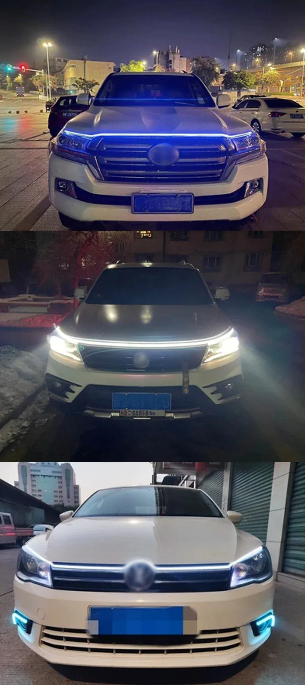 1.8m Daytime Running Lights LED Decorative Strip Car Hood Decorative Light Strip for Grill Hood Guiding Light Atmosphere Flowing Light