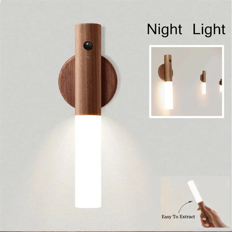 Magnetic USB LED Human body sensing Night Light Kitchen Cabinet Light Home Stair Bedroom Table Motion Lamp Bedside Lighting