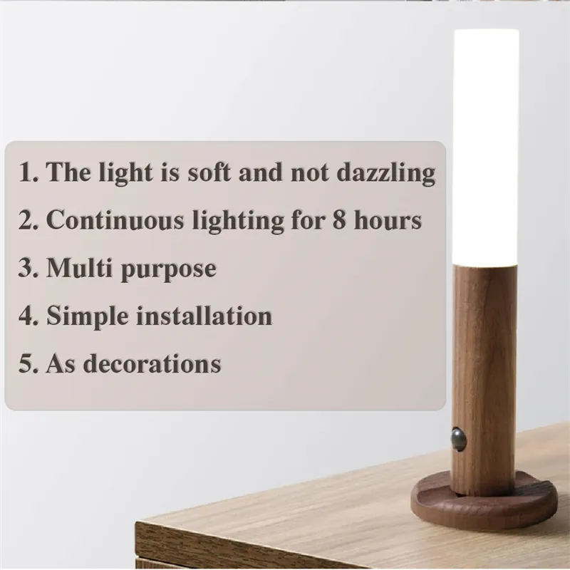 Magnetic USB LED Human body sensing Night Light Kitchen Cabinet Light Home Stair Bedroom Table Motion Lamp Bedside Lighting