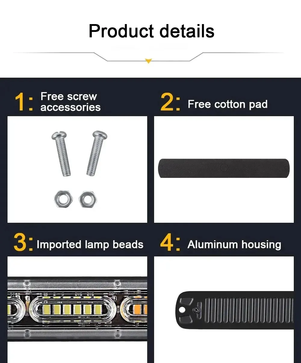 12V-24V 24 LED Car Truck LED Light Side Light Warning Emergency Light Universal For Cars Van Truck Motorcycle