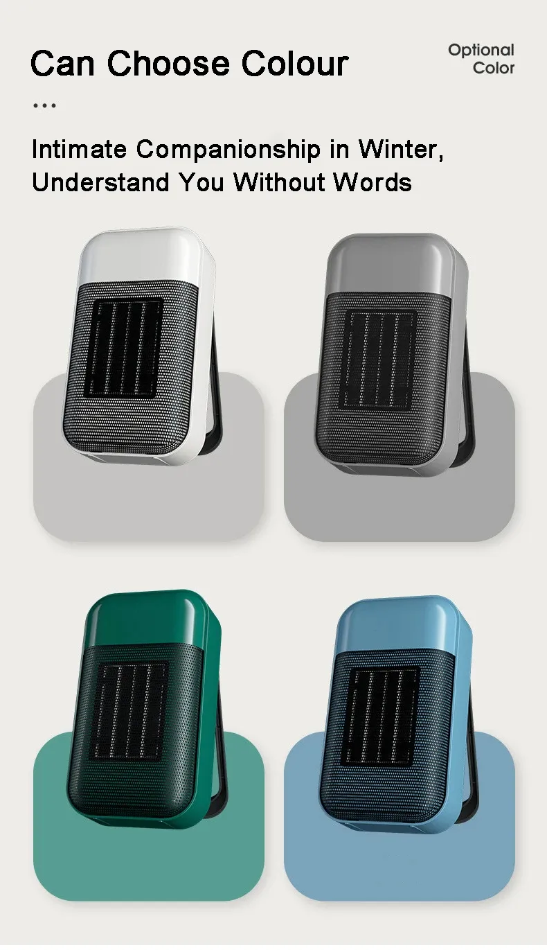 Portable Heater 500W PTC Heating Technology Intelligent Switch Compact Size Desktop Heater for Home Office Bedroom Energy Efficient