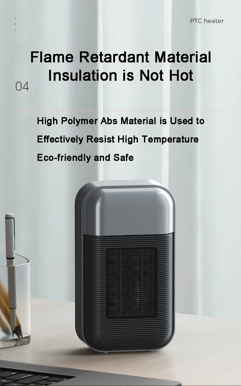 Portable Heater 500W PTC Heating Technology Intelligent Switch Compact Size Desktop Heater for Home Office Bedroom Energy Efficient