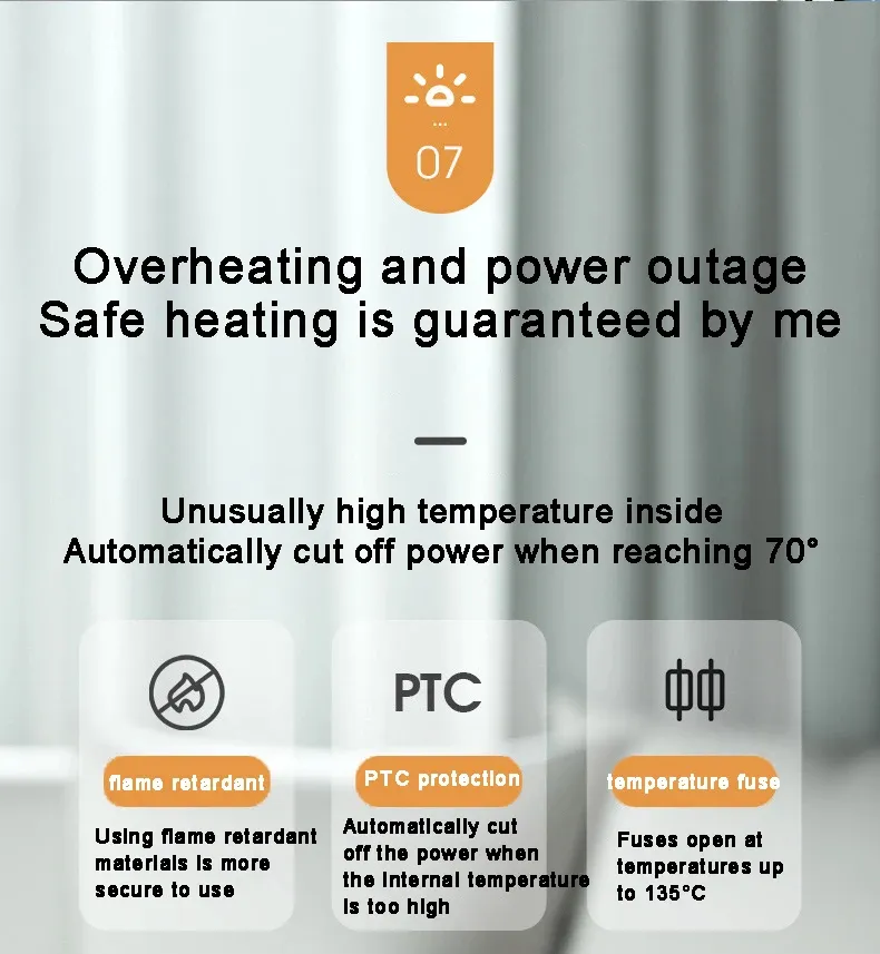 Portable Heater 500W PTC Heating Technology Intelligent Switch Compact Size Desktop Heater for Home Office Bedroom Energy Efficient