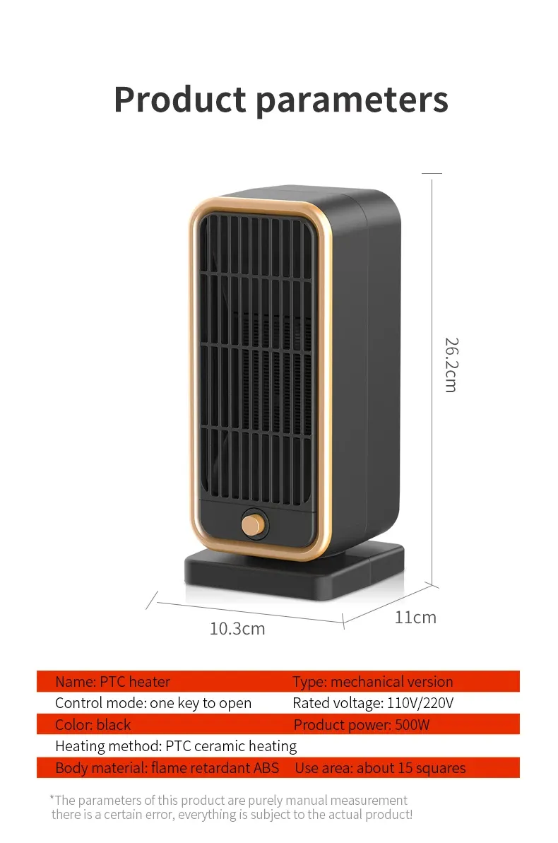 500W Electric Portable Heater PTC Ceramic Fast Space Heater Overheating Tip Over Protection 3S Heating Space For Home Office 500W Electric Portable Heater PTC Ceramic Fast Space Heater Overheating Tip Over Protection 3S Heating Space For Home Office