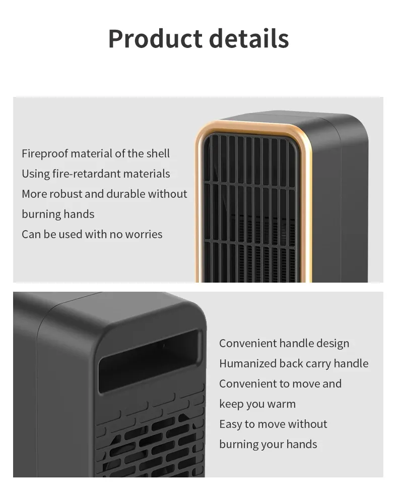 500W Electric Portable Heater PTC Ceramic Fast Space Heater Overheating Tip Over Protection 3S Heating Space For Home Office 500W Electric Portable Heater PTC Ceramic Fast Space Heater Overheating Tip Over Protection 3S Heating Space For Home Office