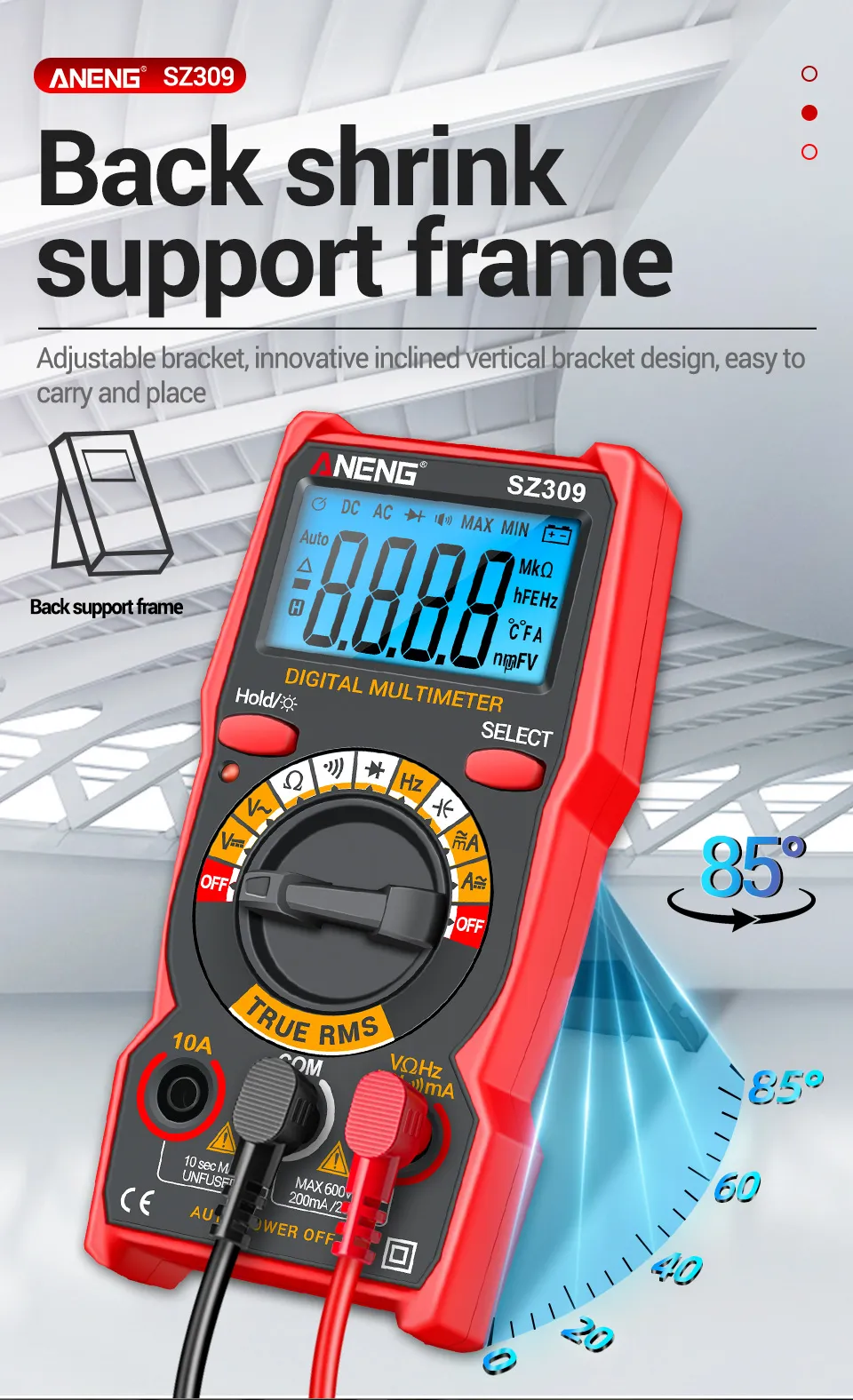 ANENG SZ309 SZ309pro Digital Multimeter AC DC Voltage Current Tester 600V 10A Resistance Capacitance Frequency Measurement Backlit Display Portable ANENG SZ309 SZ309pro Digital Multimeter AC DC Voltage Current Tester 600V 10A Resistance Capacitance Frequency Measurement Backlit Display Portable