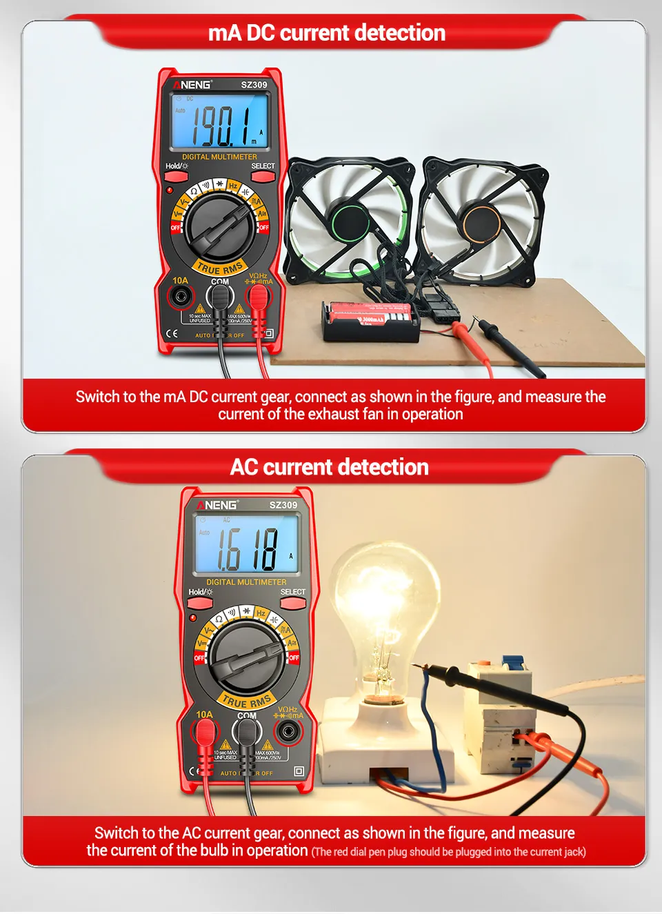 ANENG SZ309 SZ309pro Digital Multimeter AC DC Voltage Current Tester 600V 10A Resistance Capacitance Frequency Measurement Backlit Display Portable ANENG SZ309 SZ309pro Digital Multimeter AC DC Voltage Current Tester 600V 10A Resistance Capacitance Frequency Measurement Backlit Display Portable
