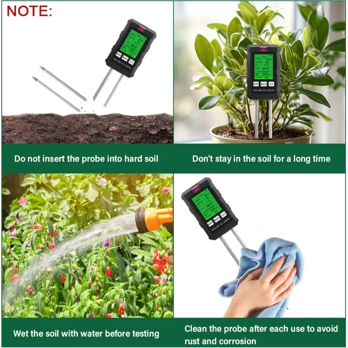 6-in-1 Soil Tester PH Temperature Humidity Sunlight Fertility Nutrient Meter with Digital Display for Gardening and Agriculture 6-in-1 Soil Tester PH Temperature Humidity Sunlight Fertility Nutrient Meter with Digital Display for Gardening and Agriculture