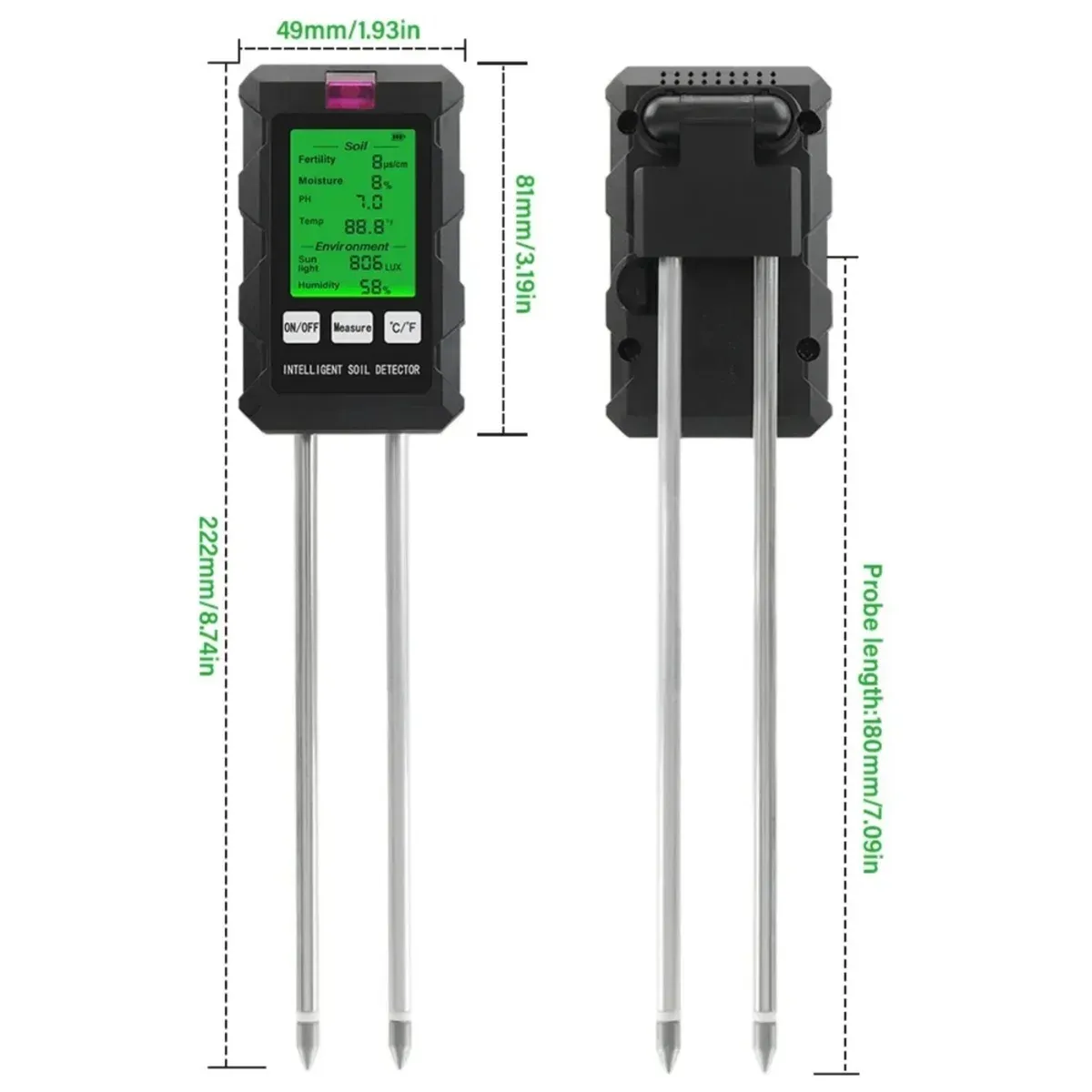 6-in-1 Soil Tester PH Temperature Humidity Sunlight Fertility Nutrient Meter with Digital Display for Gardening and Agriculture 6-in-1 Soil Tester PH Temperature Humidity Sunlight Fertility Nutrient Meter with Digital Display for Gardening and Agriculture