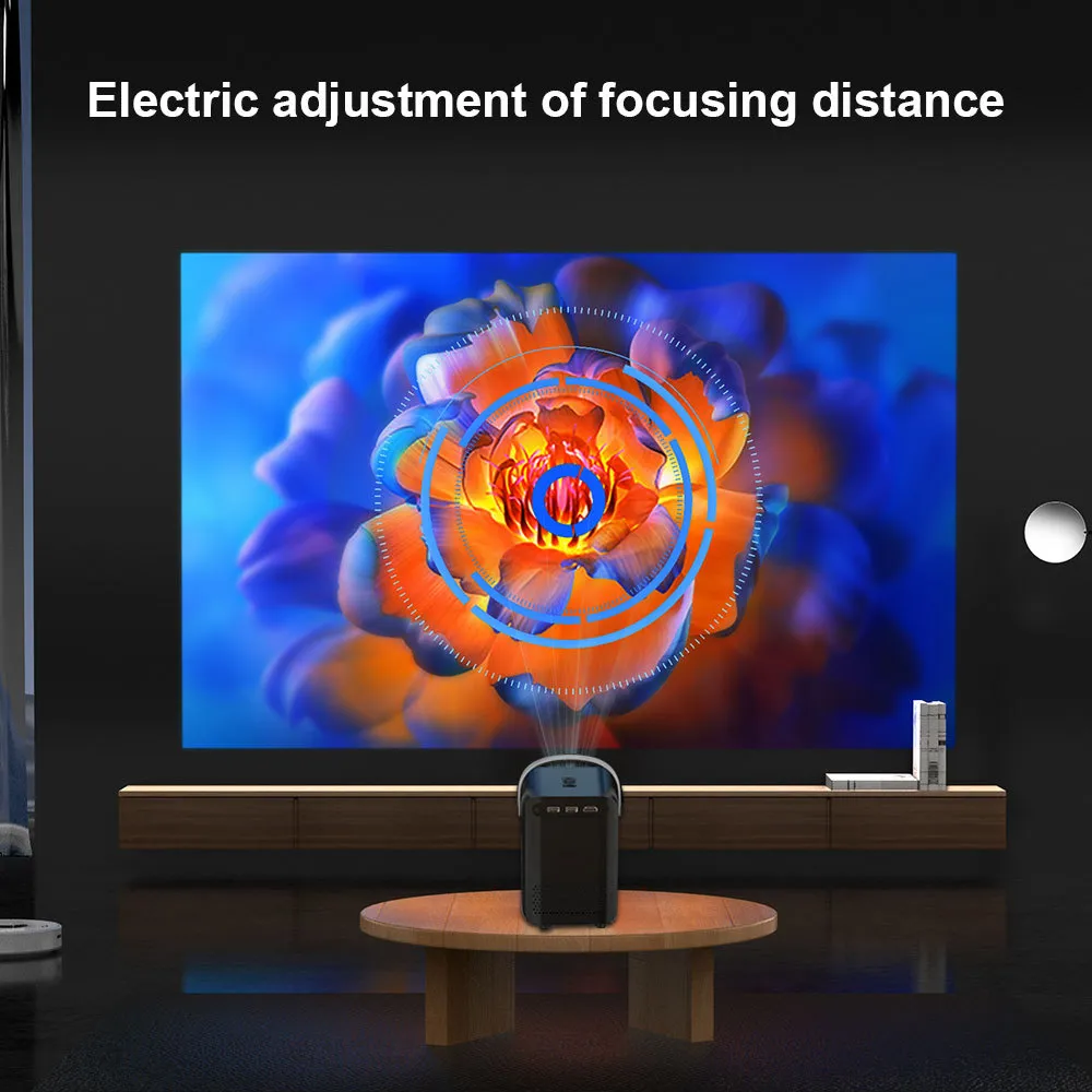 P10 Smart 4K Wifi Portable 1080P LED Projector with Remote Electronic Focusing 4-points Keystone Correction Built-in Stereo Speaker Smart Home Theater Video Player