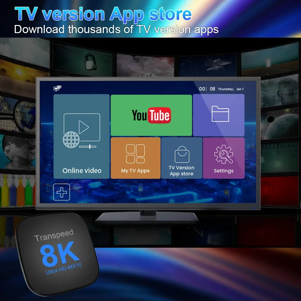 Transpeed 2+16G Android 13.0 TV Box ATV Dual Wifi with TV Apps 8K Video BT5.0+ RK3528 4K 3D Voice Media Player Set Top Box