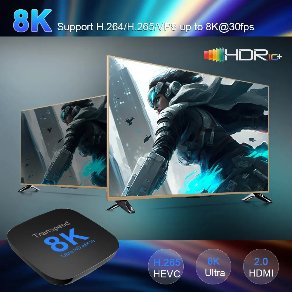 Transpeed 2+16G Android 13.0 TV Box ATV Dual Wifi with TV Apps 8K Video BT5.0+ RK3528 4K 3D Voice Media Player Set Top Box