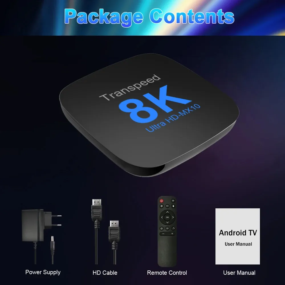 Transpeed 2+16G Android 13.0 TV Box ATV Dual Wifi with TV Apps 8K Video BT5.0+ RK3528 4K 3D Voice Media Player Set Top Box