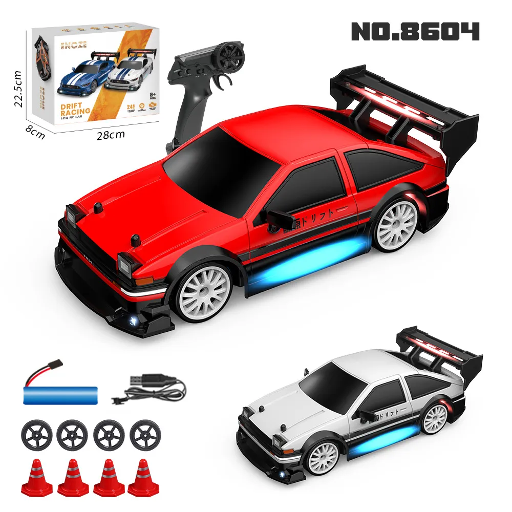 ENOZE 8603 8604 RTR 1/24 2.4G 4WD 30km/h Drift RC Car Tesla AE86 High Speed Racing LED Light On-Road Vehicles Models Toys
