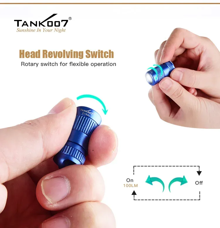 TANK007 E15 AI Outdoor Super Bright LED Flashlight Keychain Night Riding Camping Hiking Hunting & Indoor Activities Use TANK007 E15 AI Outdoor Super Bright LED Flashlight Keychain Night Riding Camping Hiking Hunting & Indoor Activities Use