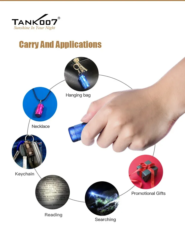 TANK007 E15 AI Outdoor Super Bright LED Flashlight Keychain Night Riding Camping Hiking Hunting & Indoor Activities Use TANK007 E15 AI Outdoor Super Bright LED Flashlight Keychain Night Riding Camping Hiking Hunting & Indoor Activities Use