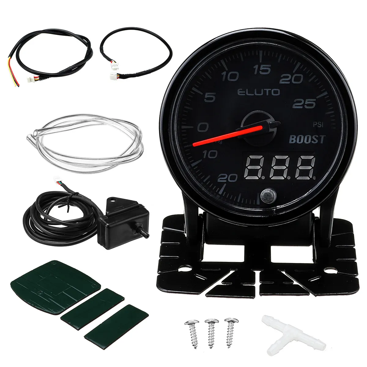 Car Turbo Boost Gauge 2 52mm PSI Meter Analog/Digital 7 Colors LED Du