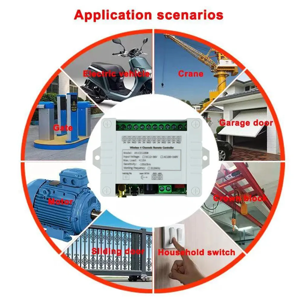 4CH RF Wireless Remote Control Switch Radio Receiver DC 12V 24V 36V 2000M Long Distance Remote Controller Suckers Antenna 4CH RF Wireless Remote Control Switch Radio Receiver DC 12V 24V 36V 2000M Long Distance Remote Controller Suckers Antenna
