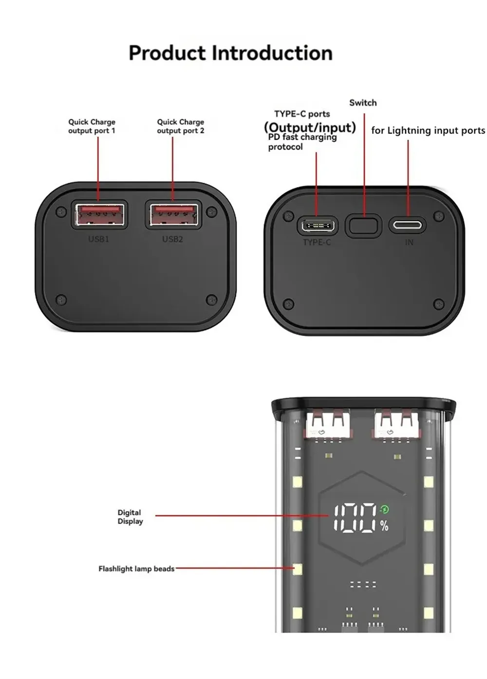21700 Battery Storage Box 4 Slots DIY Power Bank Box for 21700 Charger Dual USB Output Type-C Input Battery Holder Case