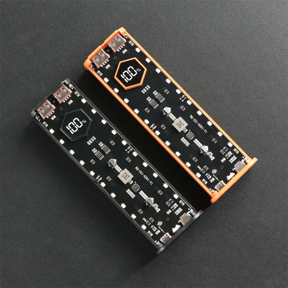 21700 Battery Storage Box 4 Slots DIY Power Bank Box for 21700 Charger Dual USB Output Type-C Input Battery Holder Case