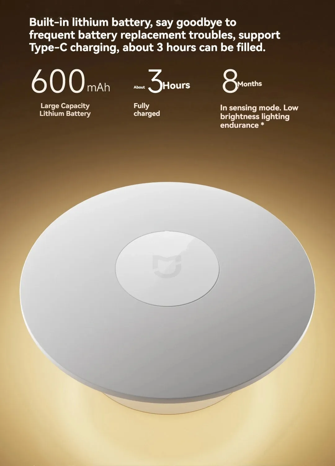 Xiaomi Mijia Night Light 3 With Motion Sensor & Light Sensor 600mah Rechargeable Adjustable Brightness Night Lamp