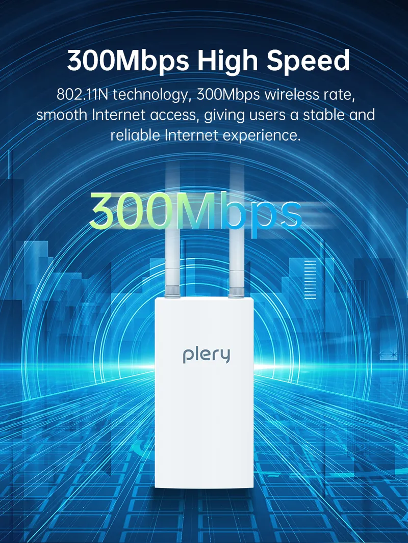 PLERY R724 300Mbps Outdoor 4G Router with 4*5dBi Antenna IP66 Waterproof Support Nano SIM Card 2.4GHz Wireless LTE Security Routers