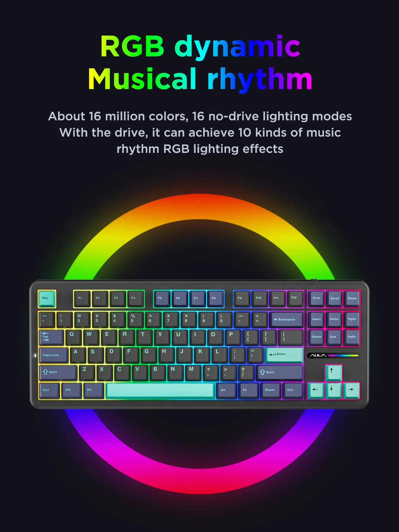 AULA F87 Pro Mechanical Gaming Keyboard 8000mAh Tri-mode 87 Keys Hotswap RGB PBT Gasket Wireless Customized Keyboards