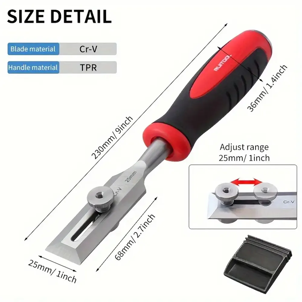 9 Inch Wood Carving Chisel Chrome Vanadium Steel Ergonomic Handle for DIY Woodworking Sharp Cutting Edge Versatile Tool